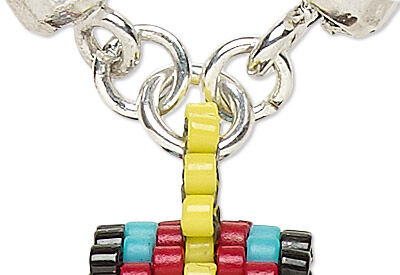 Beaded bail on jump rings